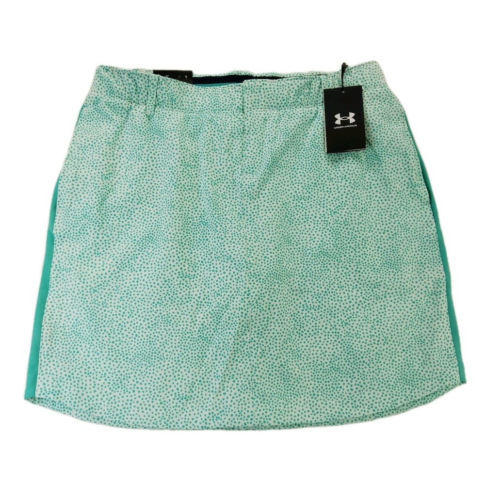 Under Armour Women 10 Golf Skort UA Links Woven w/ Shorts Green Dots New $75